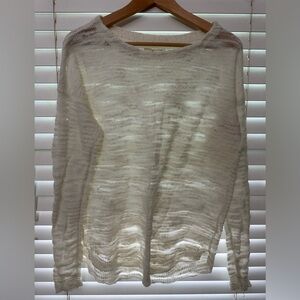 Lou & Grey Sheer White Sweater
